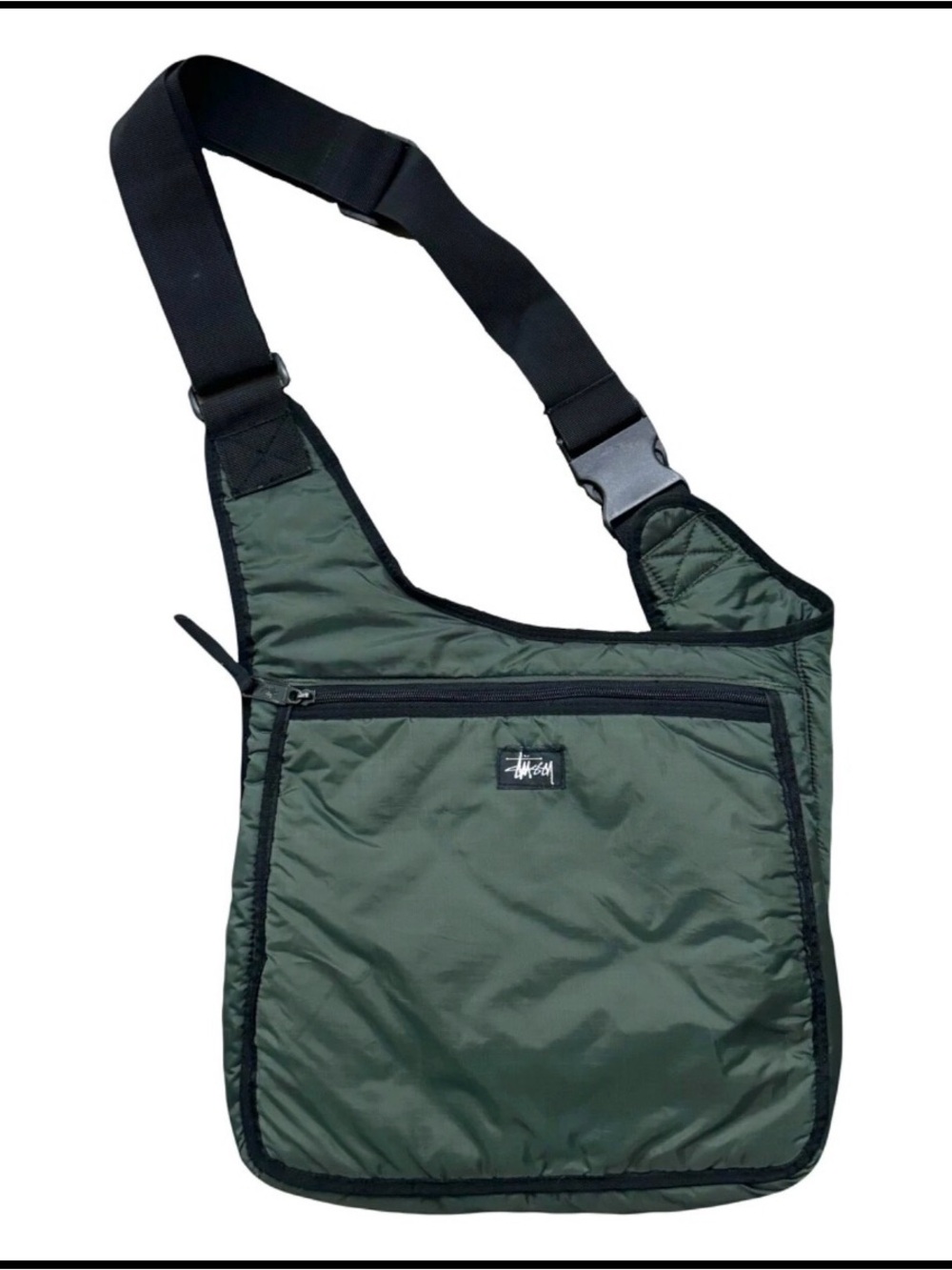 Y2K 90’s Stussy Olive Green Messenger Crossbody with Black Strap NWOT